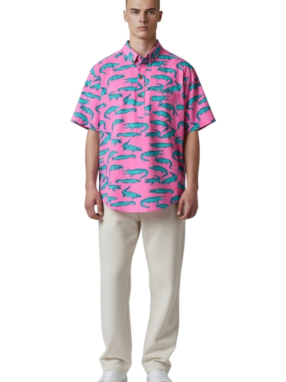 Chubbies The Glades Alligator 1/2 Button Short Sleeve Popover Mens Large
